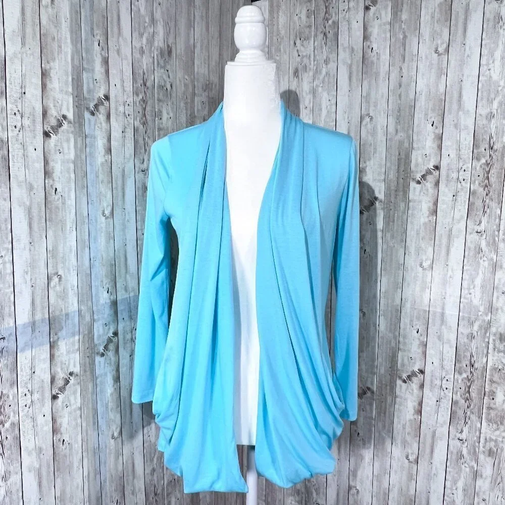 Grass Collection Open Front Cardigan | Blue | Lightweight | Medium | 3/4 Sleeve - Picture 1 of 9